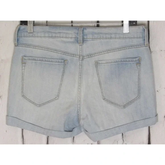 Old Navy Women Jean Shorts Size 8 Blue Midrise Boyfriend Distressed Cuffed Denim - Picture 2 of 4